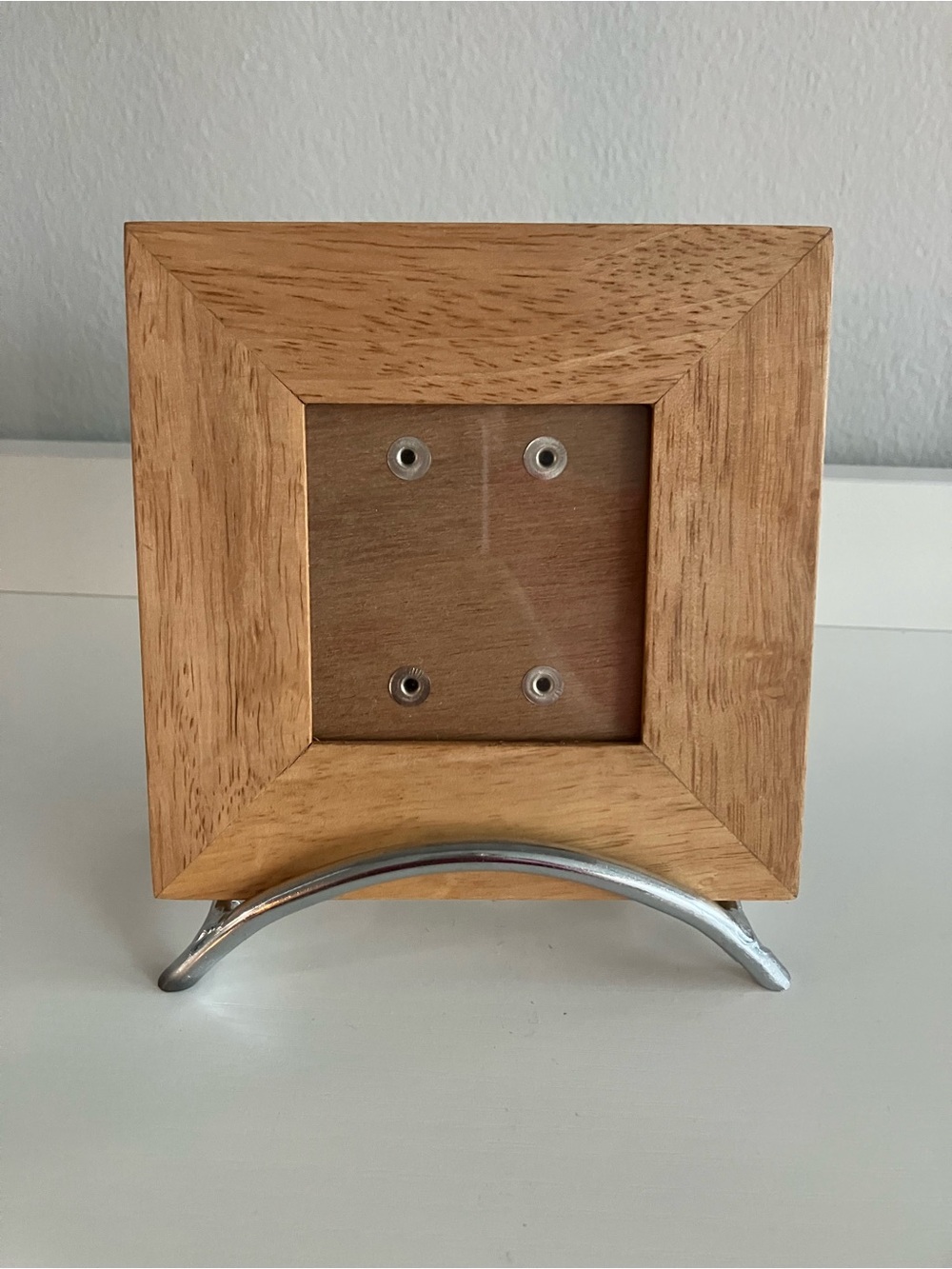 5x5 Natural Wood Picture Frame with Silver Stand